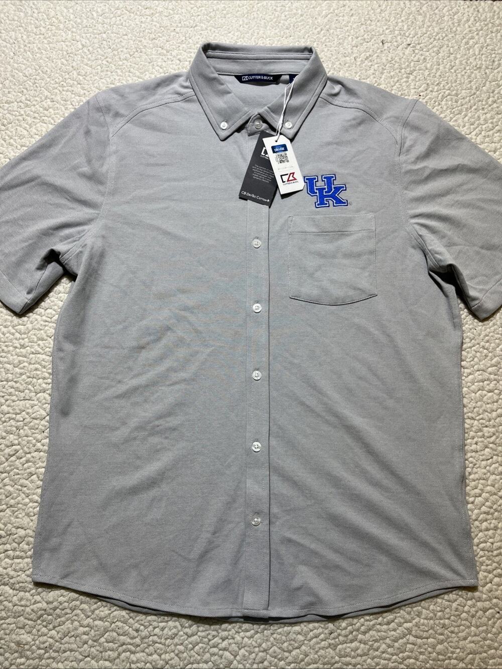 NWT Cutter & Buck Kentucky Wildcats UK Short Sleeve Button Up- Men’s Medium